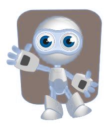 little round-headed illustrated robot waving hello